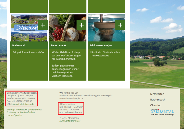 Kontaktdaten der Gemeinde